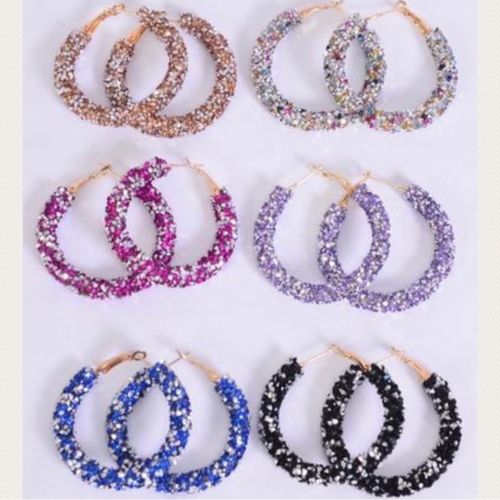✨💫 Metallic Hoop Glitter Earrings-BRAND NEW!!